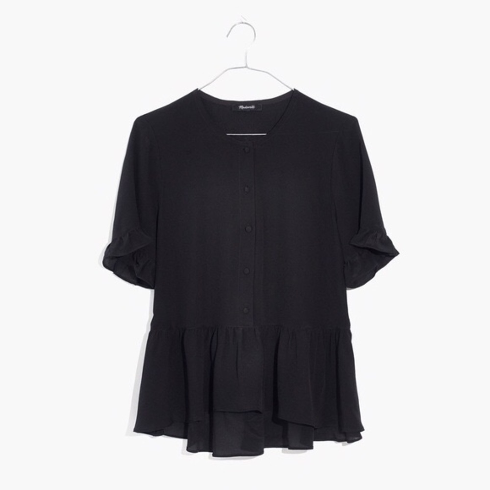 Madewell Black Silk Stanza Shirt XS
